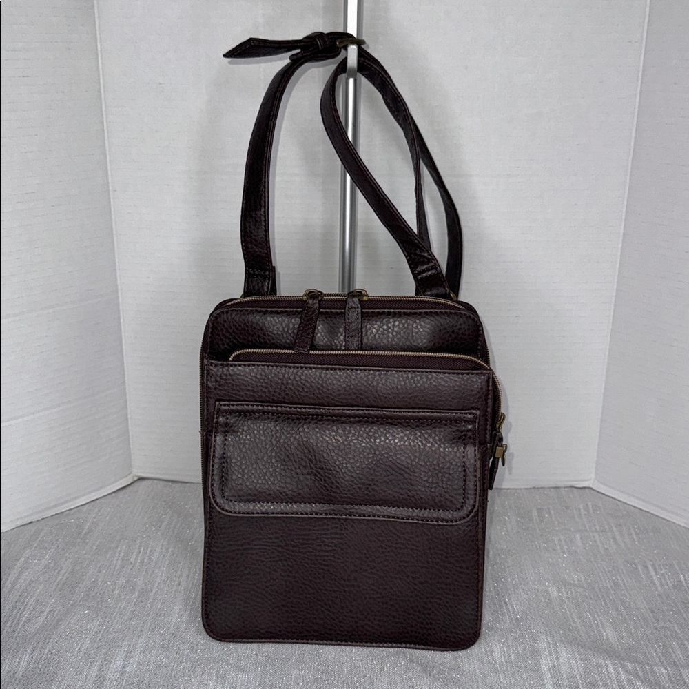 Relic Dark Brown Leather Messenger Bag 10.5”X8X4”